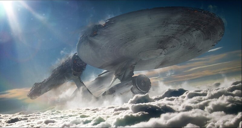 Damaged Starship in Clouds