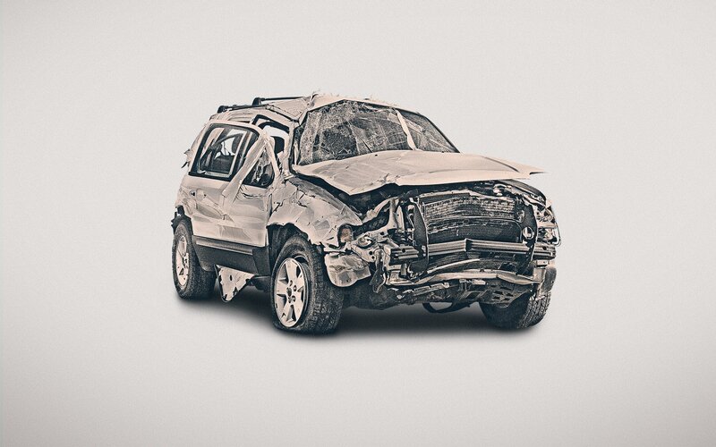 Damaged White SUV