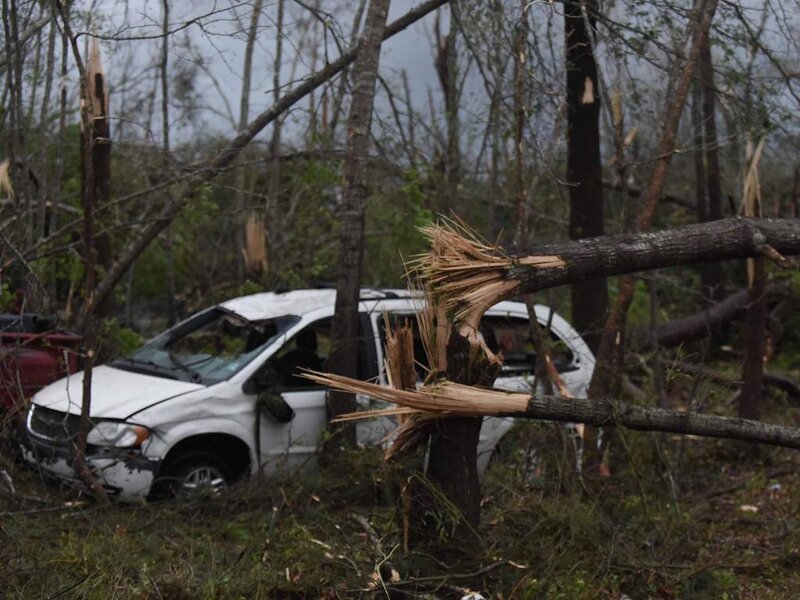 Damaged White Van