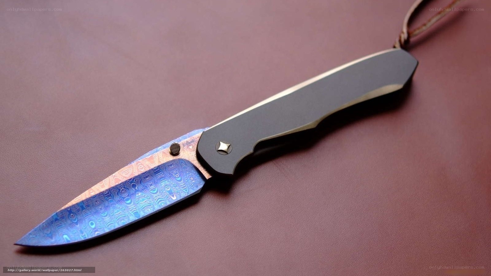 Damascus steel folding knife