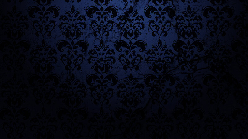 Damask Pattern Wallpaper — Blue, Dark