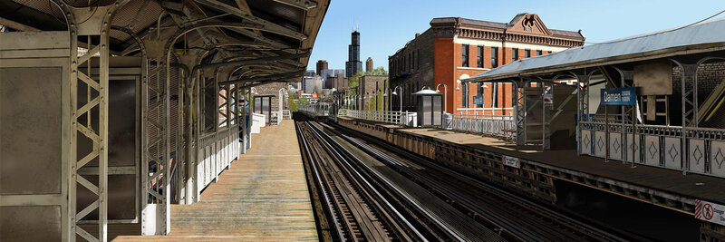 Damen station on a sunny day
