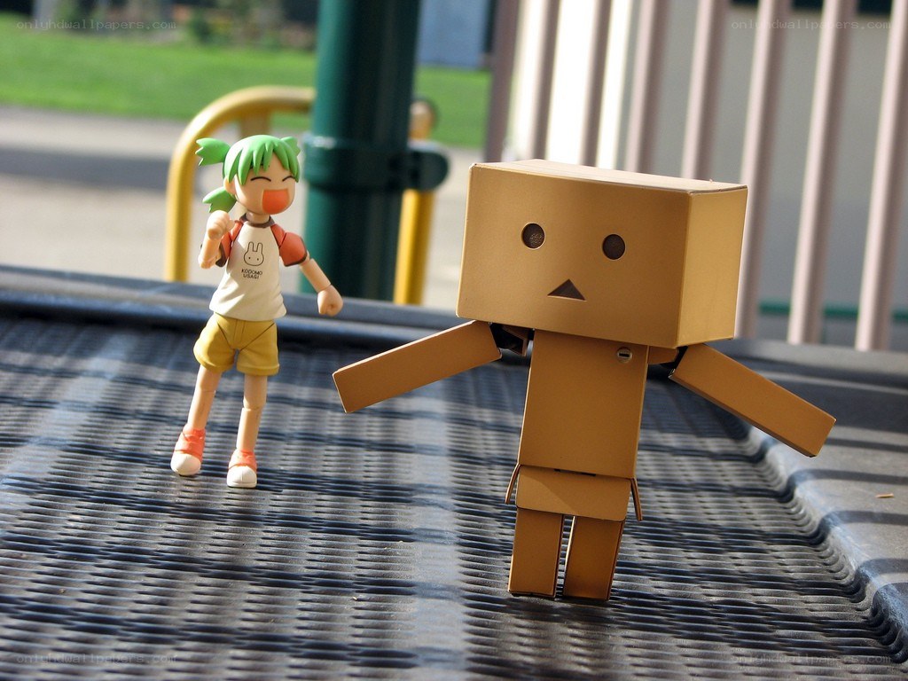 Danbo and a figurine on playground