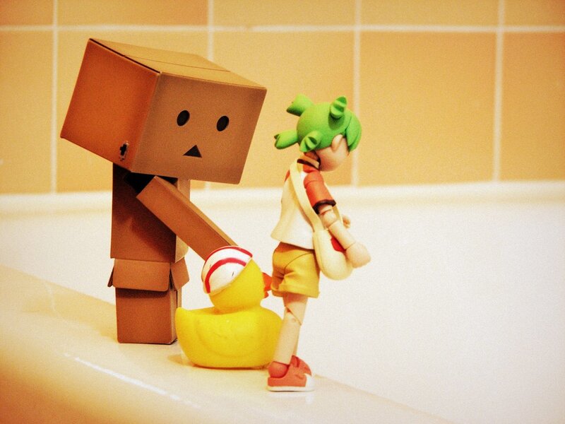 Danbo and a figurine with duck
