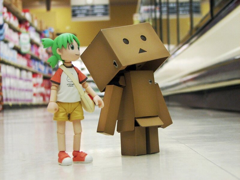 Danbo and a girl in a store