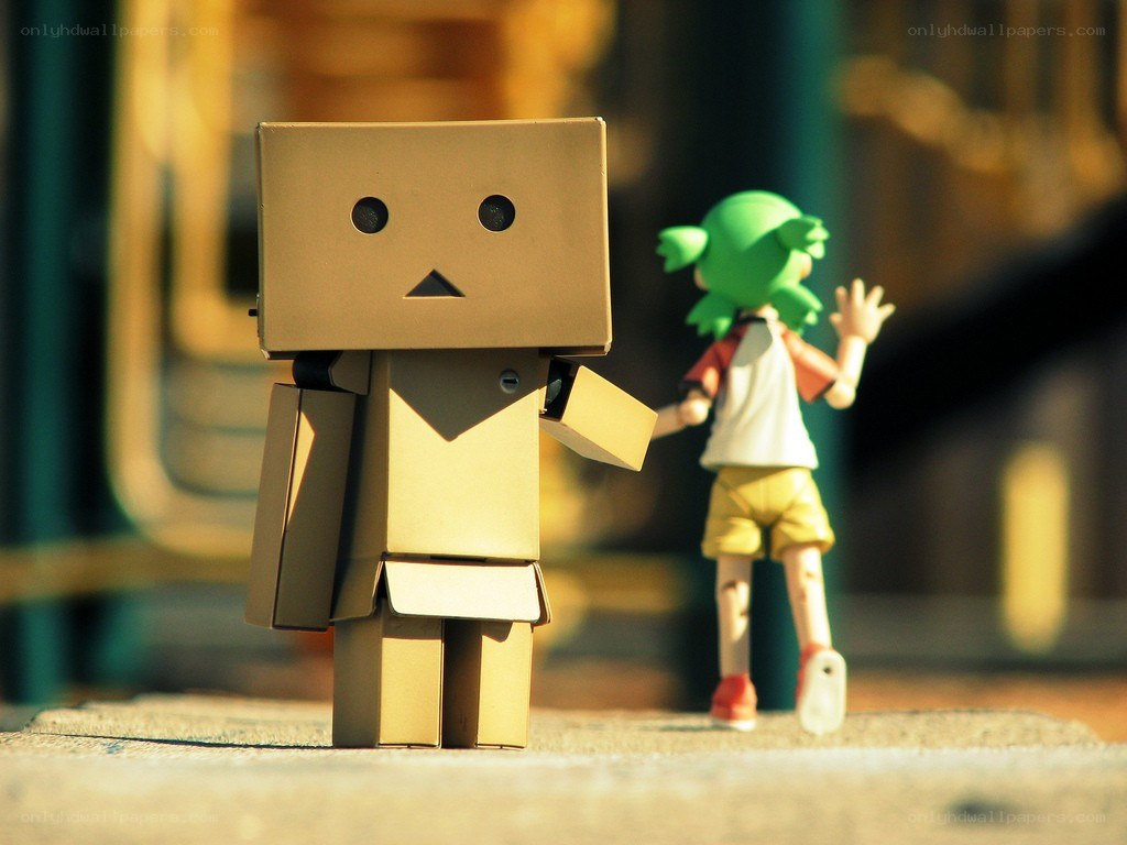 Danbo and a green-haired figure