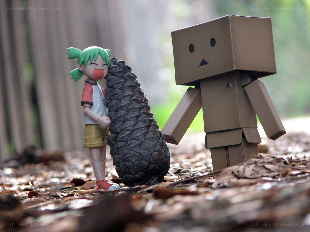 Danbo and figurine with pinecone