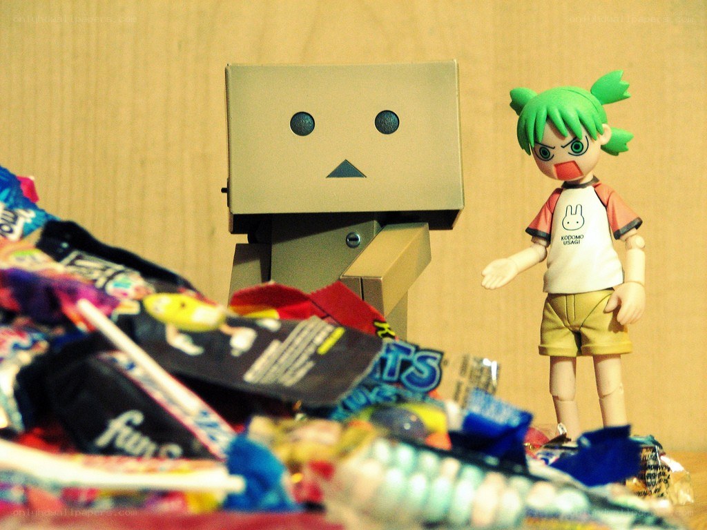 Danbo and Usagi figurines with candy