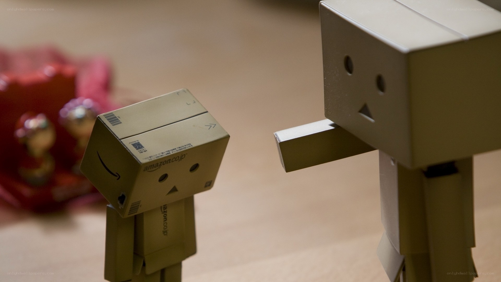 Danbo cardboard figures interacting