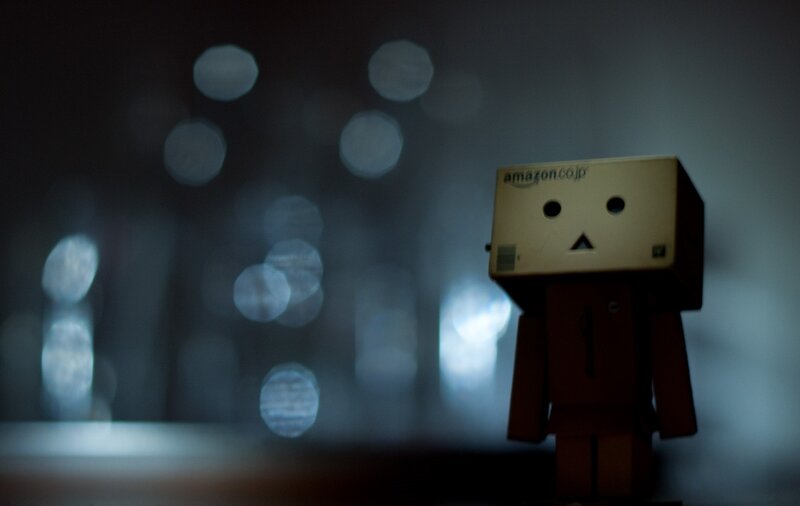 Danbo doll in a dark room