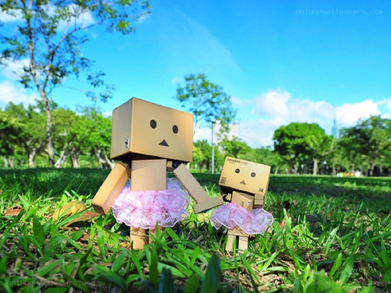 Danbo dolls in a park