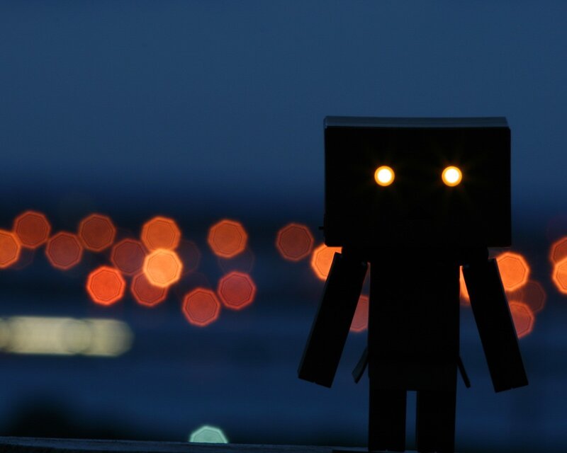 Danbo figure at dusk
