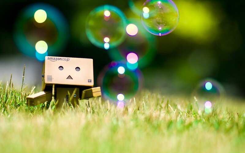 Danbo Figure in Grass — Green, Playful