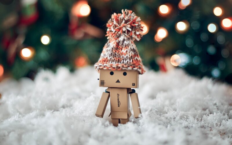Danbo Figure in Snow — White, Festive