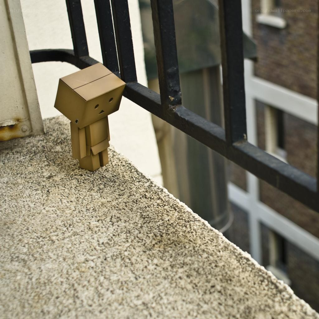 Danbo figure on balcony