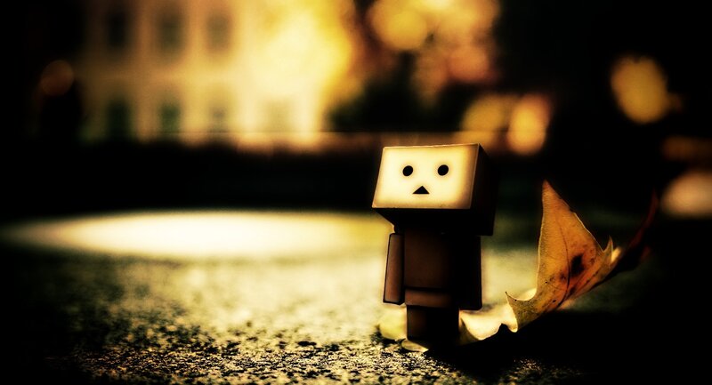 Danbo Figure on Ground — Brown, Dramatic