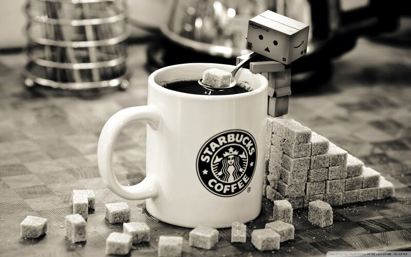 Danbo Figure with Coffee — Black, Calm
