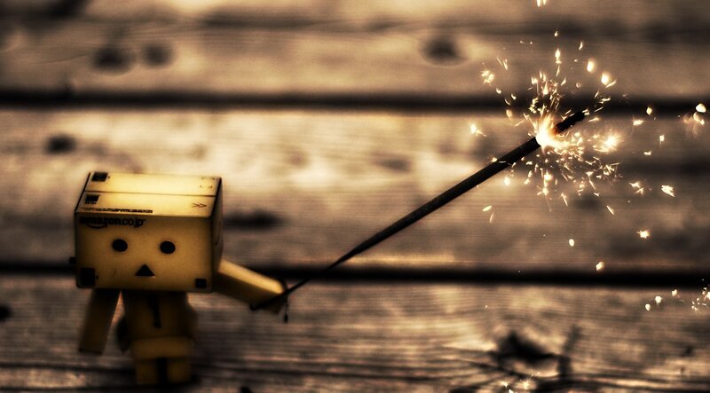 Danbo Figure with Sparkler — Brown