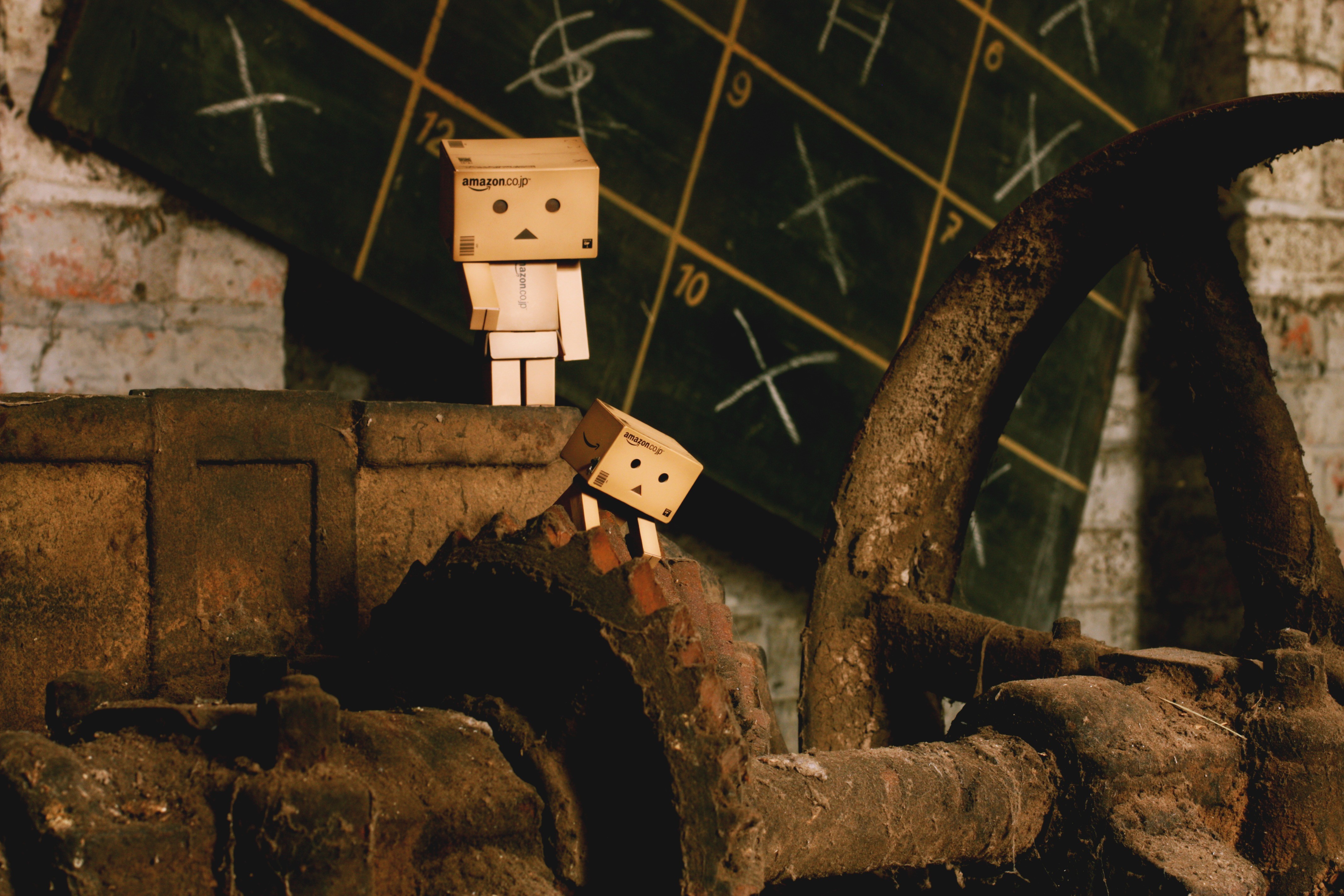 Danbo figures in industrial setting