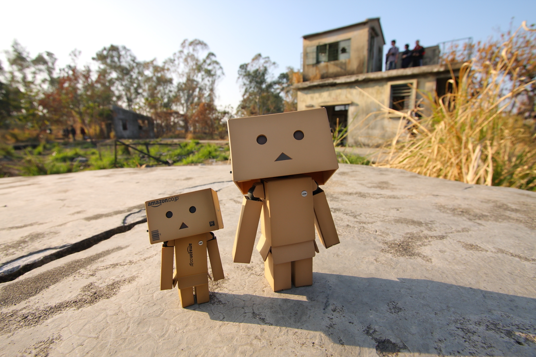 Danbo figures in ruins