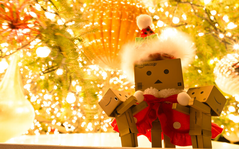 Danbo Figures in Santa Hats