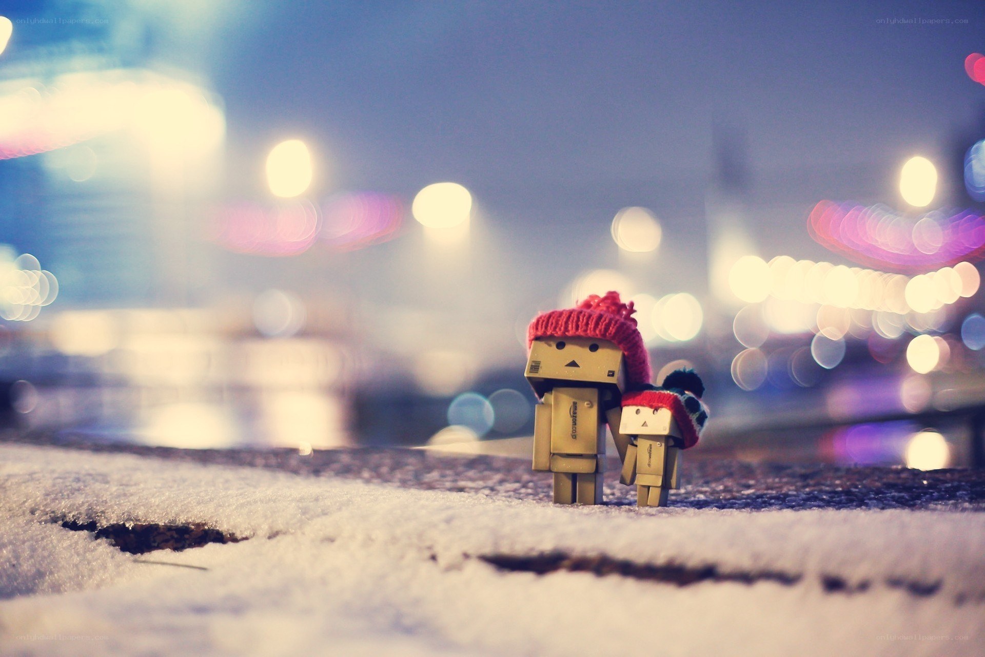 Danbo figures in winter city