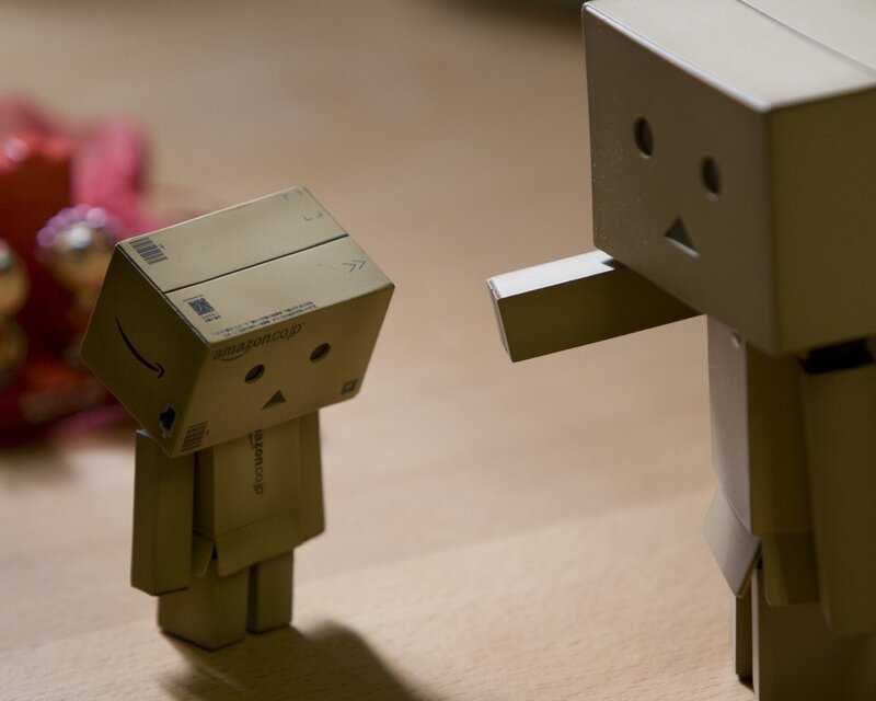 Danbo figures interacting