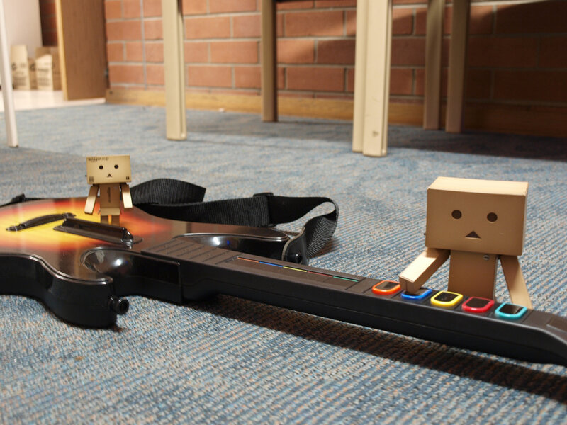 Danbo figures on guitar controller