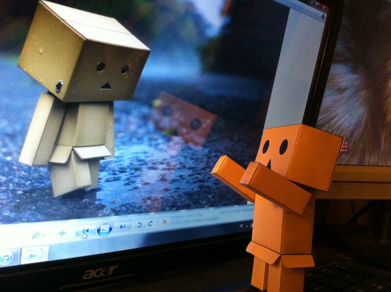Danbo figures on laptop