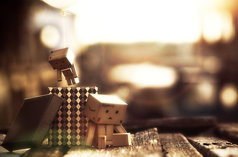 Danbo Figures on Wood — Brown