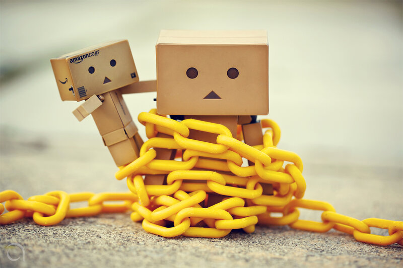 Danbo figures with chains
