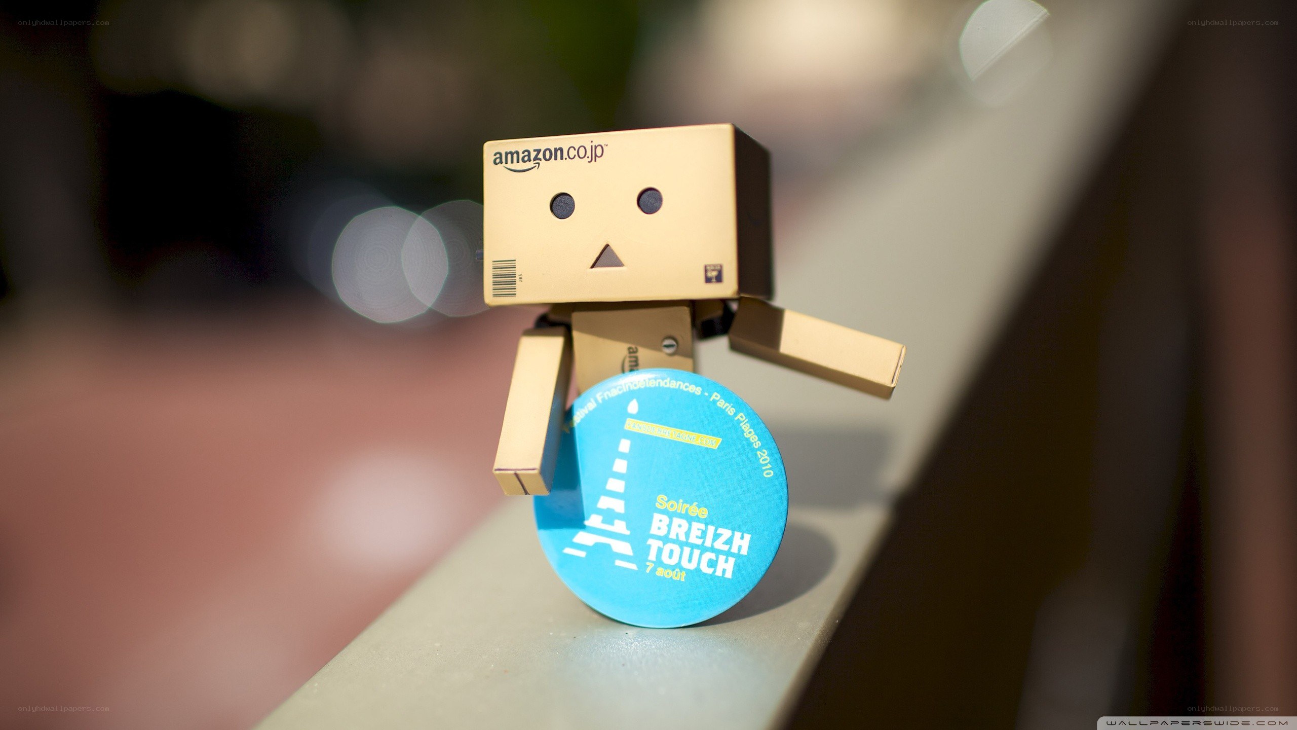 Danbo holding a blue disc
