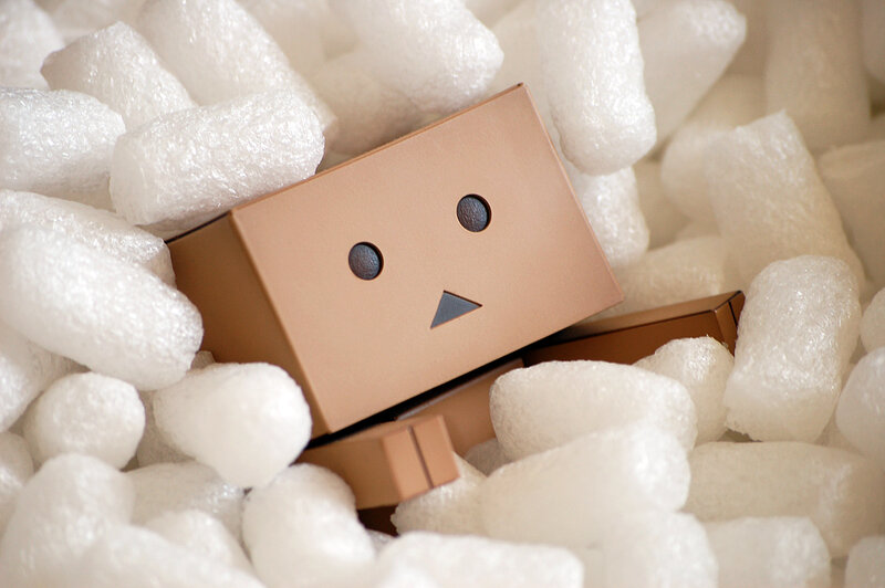 Danbo in packing peanuts