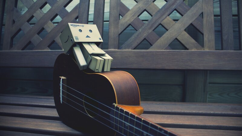 Danbo on a guitar