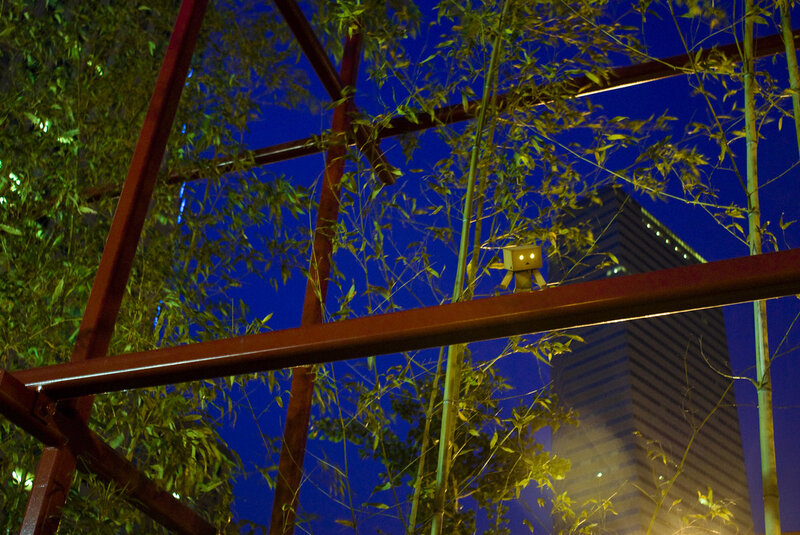 Danbo on a metal beam