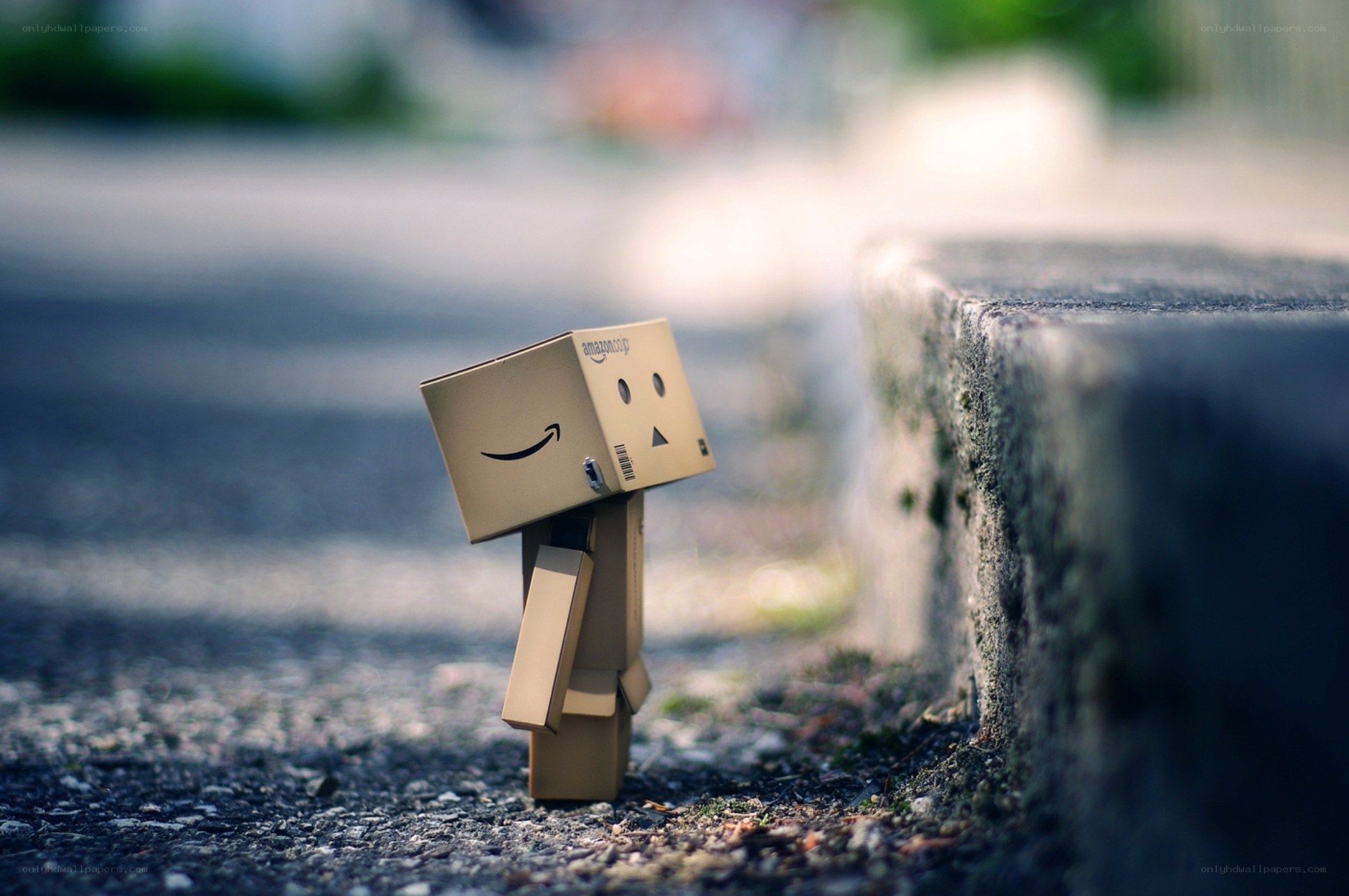 Danbo on a sidewalk