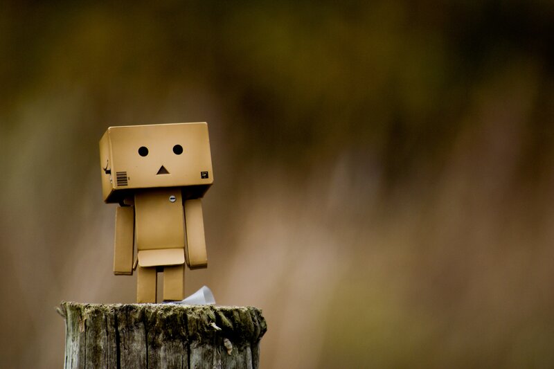 Danbo on a tree stump