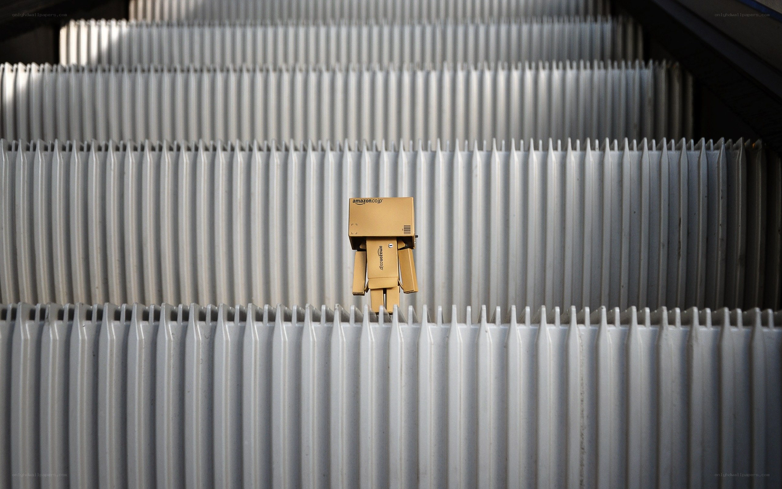 Danbo on escalator steps