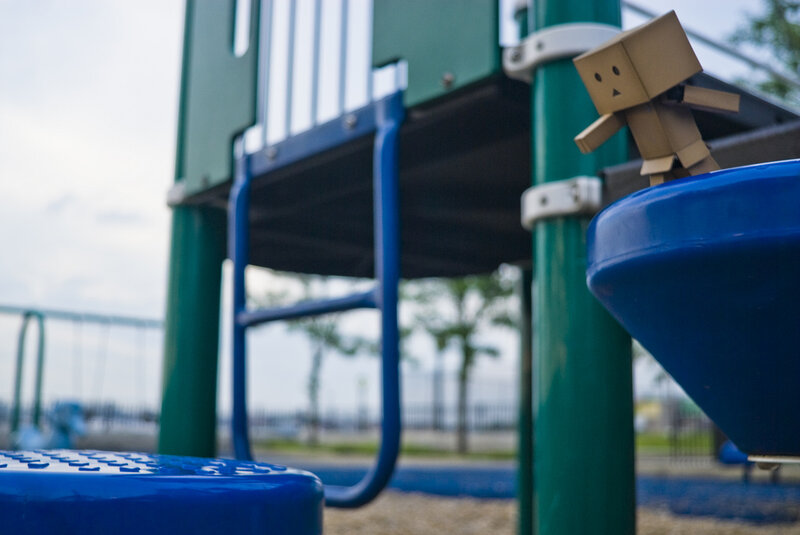 Danbo on playground slide
