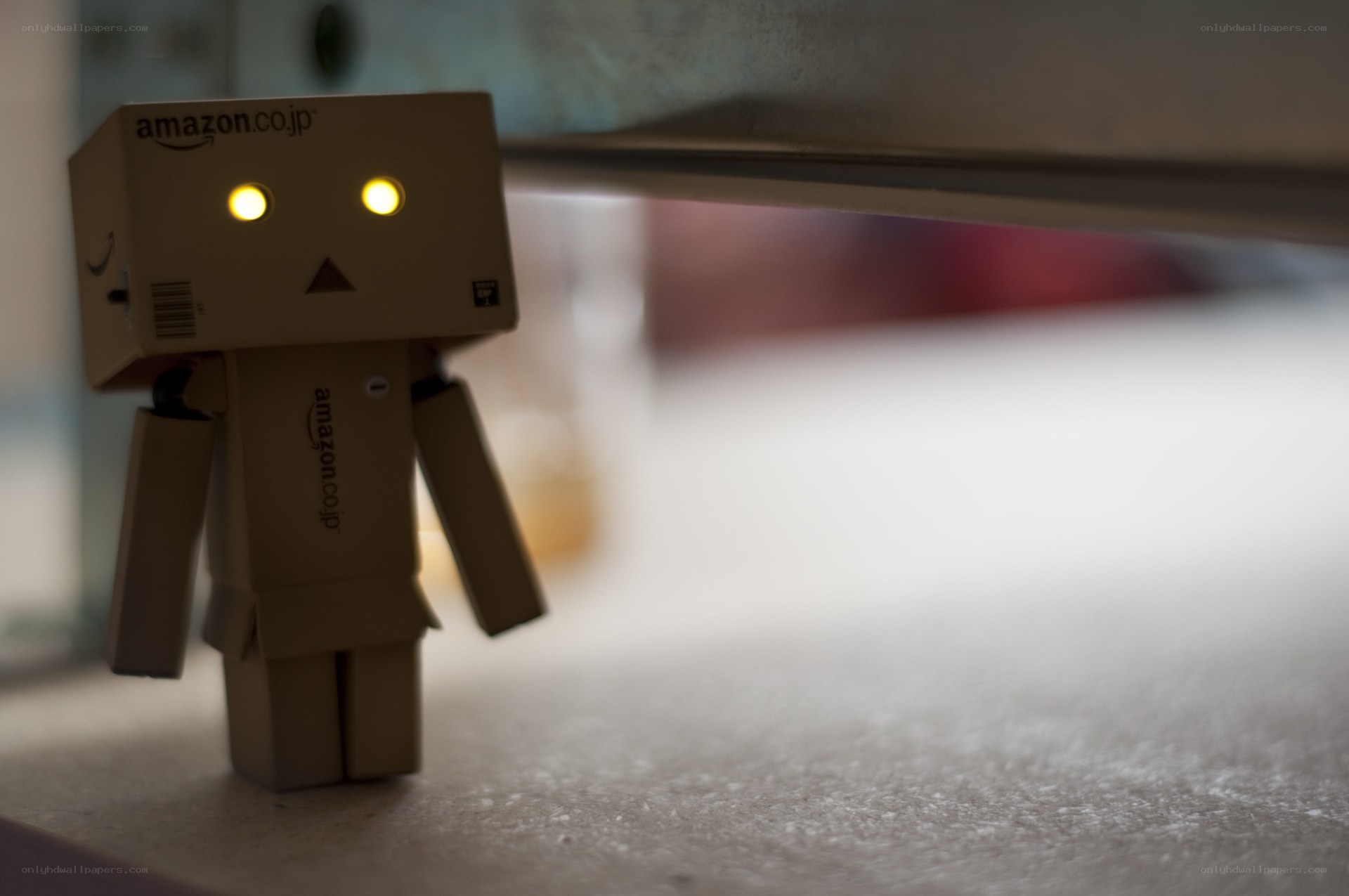 Danbo robot with glowing eyes