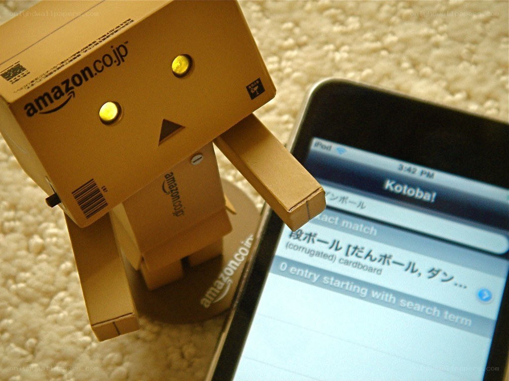Danbo robot with smartphone