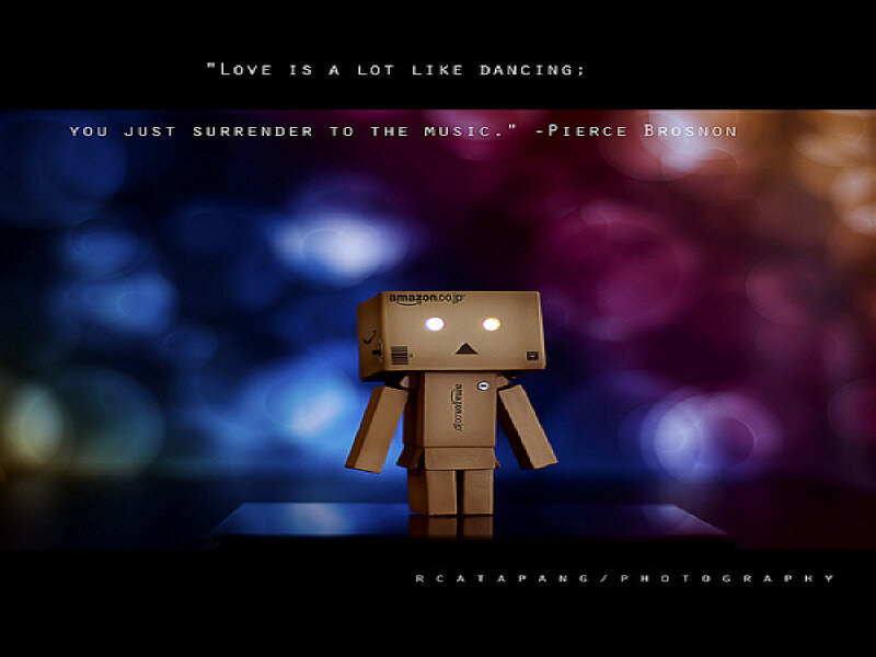 Danbo with quote on colorful background