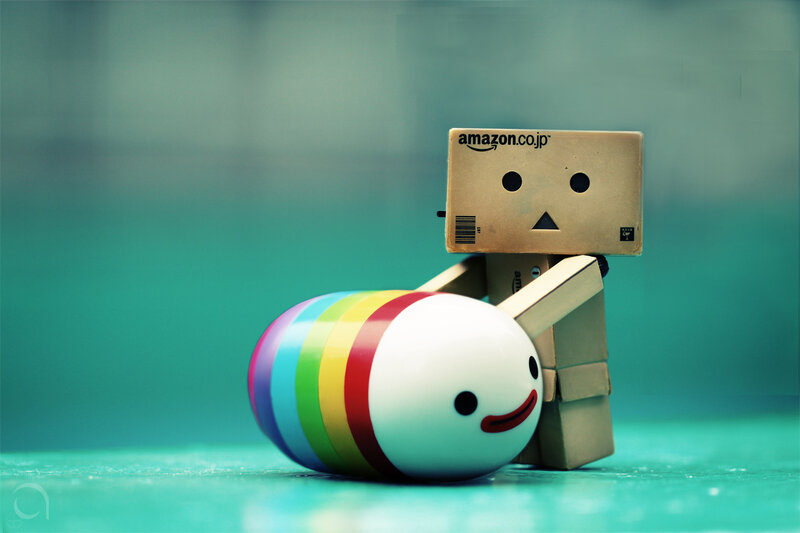 Danbo with rainbow friend