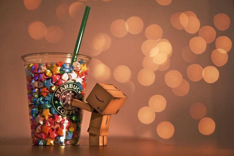 Danbo with Starbucks cup