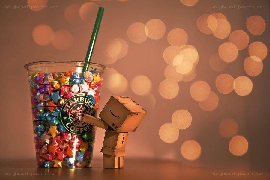 Danbo with Starbucks cup