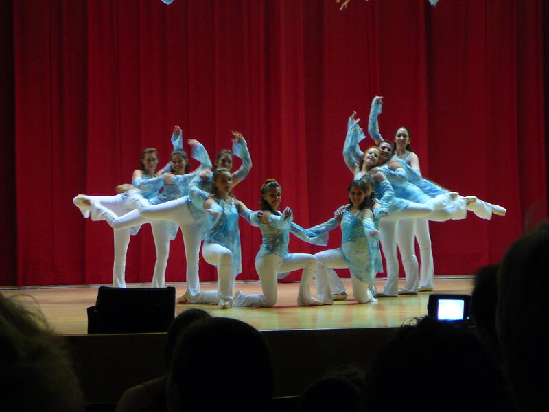 Dance group performing on stage