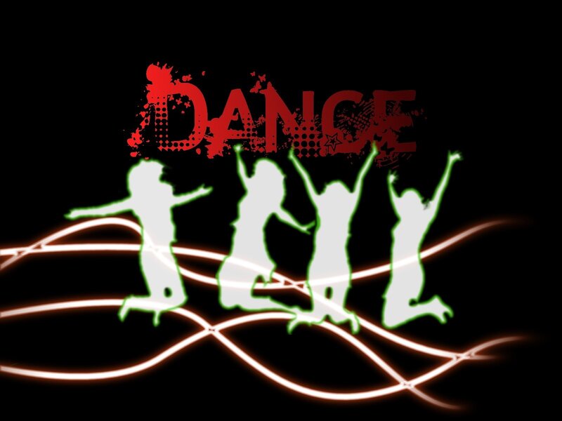 Dance silhouettes with neon lines