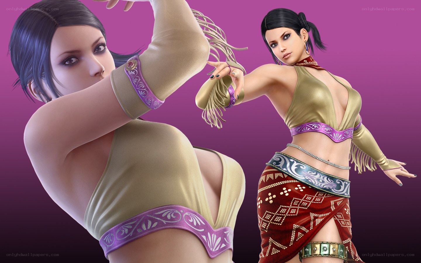 dancer character in gold and red