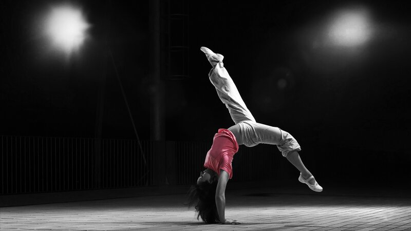 Dancer Doing Handstand — Black