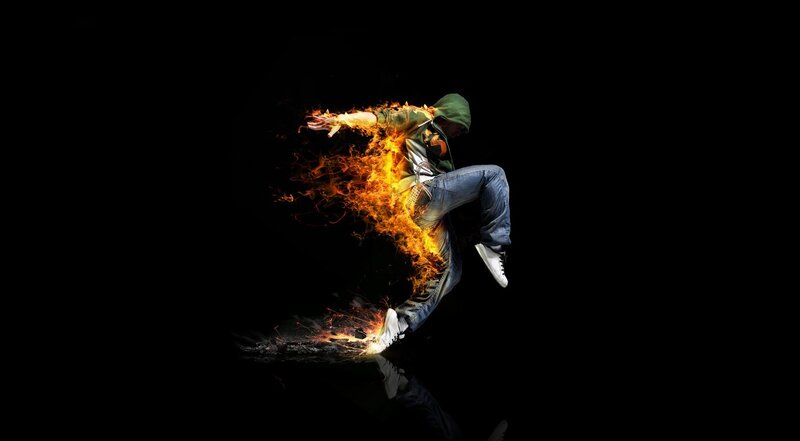 dancer engulfed in flames